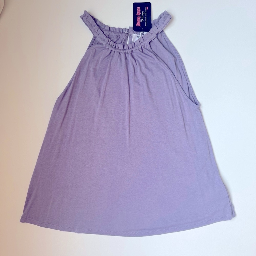 Double Zero Women’s Light Purple Sleeveless Ruffle Top Size Large NWT